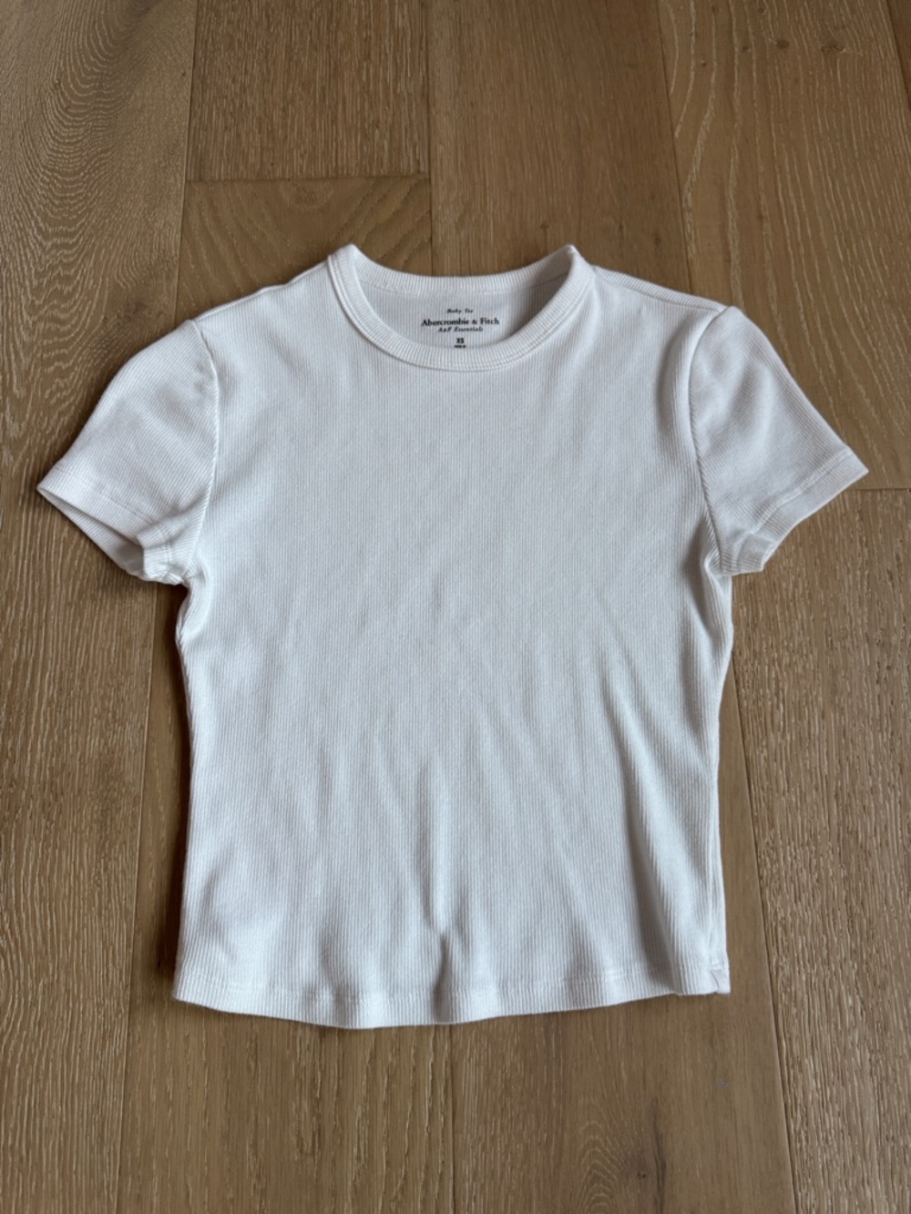 Abercrombie & Fitch White Ribbed Short Sleeve Tee